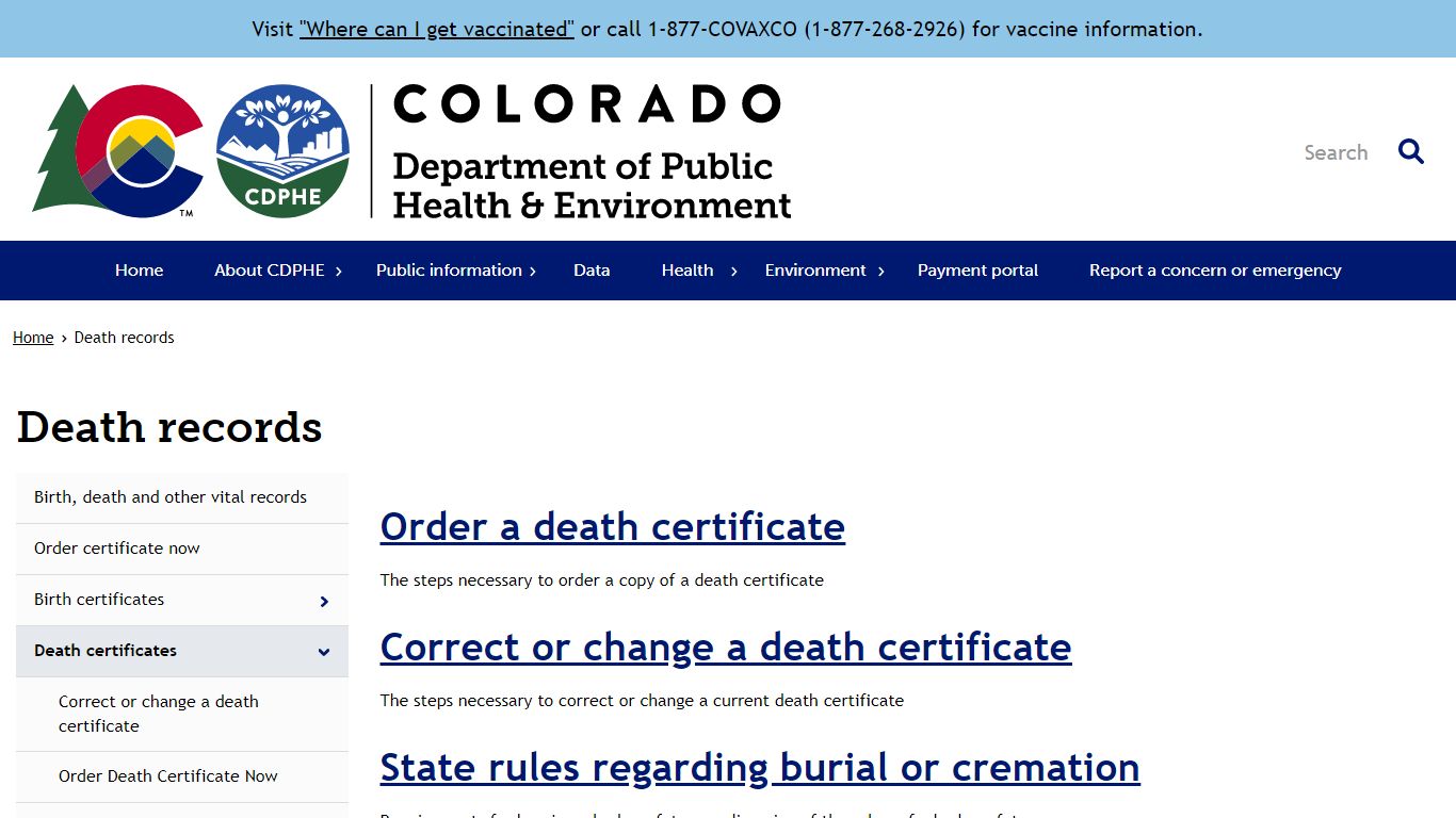 Death records - Colorado