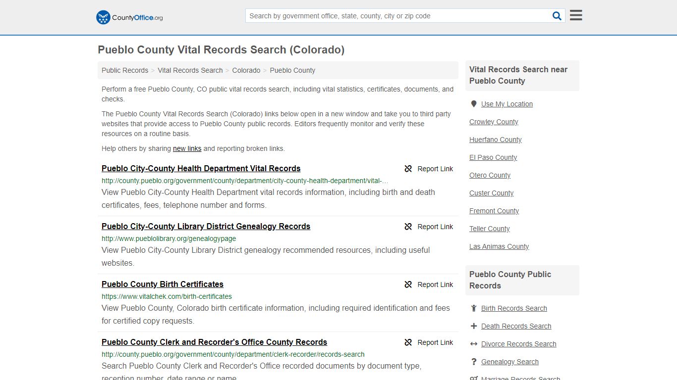 Vital Records Search - Pueblo County, CO (Birth, Death ...